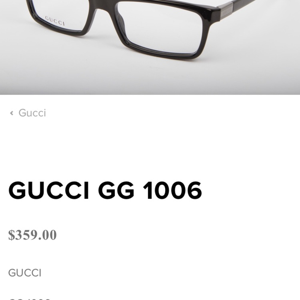 Gucci Eyeglasses Black Rectangular Frame Silver detail Excellent Condition